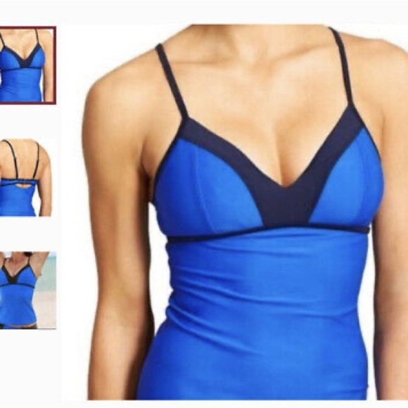 Athleta Tankini Top Women's Size Small Pink Grey Colourblock Swimwear Nylon - Picture 13 of 14